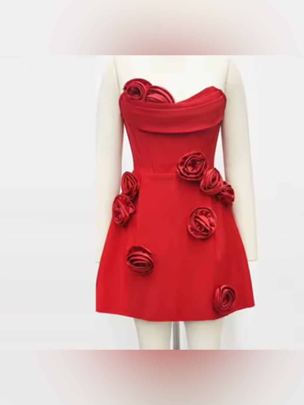 NEW $185 Strapless White Floral Appliqué Mini Dress - Picture 4 of 7
